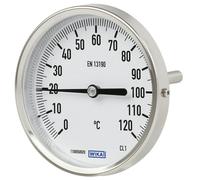 0 a +200°C Termómetro industrial bimetálico de acero inoxidable Gabinete de 63mm Vástago de 160mm