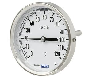 0 a +80°C Termómetro bimetálico de acero inoxidable Gabinete de 100mm Vástago de 63mm Trasero