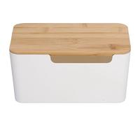 01 02 015 Caja de Gestión de Cables, Oculta las Cajas Organizadoras de Cables de Tiras de Alimentación, Mantiene los Cables Desenredados con una Tapa de Madera para Ocultar Cables, Color Blanco