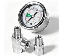 0580495/580495 HEA - Conjunto de manómetro de pulverización con pieza en T para pulverizador sin aire Titan/Wagner de hasta 4000 PSI, accesorios NPT de 1/4 pulgadas