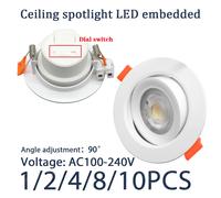 1-10 Uds LED cambio de color 3 CCT 3000K 4000K 6000K foco de techo LED luz integrada 7W AC 110V 220V ajustar 90 ° punto de iluminación 2pcs