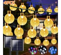 1/4PCS Solar Crystal Globe LED String Lights 60 LED 8 Lighting Modes IP65 Fairy Light Christmas Garland For Garden Party Decor