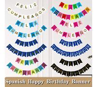 1/5/10 Piezas de Decoración de Cumpleaños con Letras Españolas, Pancarta de Feliz Cumpleaños de Papel para Fiestas de Adultos, Decoración Colgante para Fondo de Fiesta Negro 5pcs