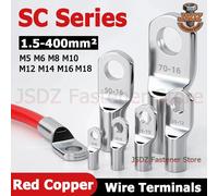 1-50 piezas Terminales de cobre para cable SC-1.5 2.5 4 6 10 16 25 35 50 70 95 120 150 185~400, Conectores de cable de batería M5 M6 M8 M10 M12 M14 M16 50pcs SC240-16(240mm2-M16)