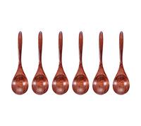 1/6 cucharas de madera de mango largo estilo japonés, cuchara de postre de madera color crema, utensilios de cocina (2-6 piezas)