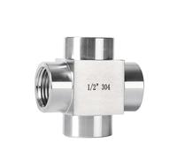 1/8" 1/4" 3/8" 1/2" 3/4" 1" NPT M14 M20 Female Male Cross 4 Ways 304 Stainless Steel Splitter Block Pipe Fitting Connector(Female BSPP(G),1/4")