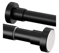1 barra de cortina de ducha de acero inoxidable extensible para baño, armario, cortinas de ducha (135-200 cm, φ25 mm, negro)