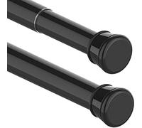 1 barra de cortina, montaje sin taladrar, barra de ducha extensible, para ropa, ventanas, armarios roperos, cuartos de baño, 66 a 90 cm, 1 unidad, negro, diámetro de 25 mm
