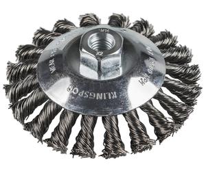 1 cepillo cónico trenzado de klingspor, 100 mm, rosca m14, acero inox