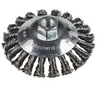 1 cepillo cónico trenzado de klingspor, 115 mm, rosca m14, acero inox