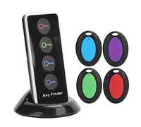 1 en 4 Buscador de Llaves inalámbrico/Localizador de artículos inalámbrico, Localizador de Alarma de Sonido con Control Remoto, con Sonido Fuerte, Soporte para Llaves Collares para Perros Teléfono c