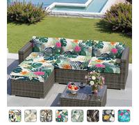 1 funda de cojín para sofá de seda con estampado de hojas de selva tropical, adecuada para patios, jardines y diversas ocasiones color8