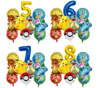 1 Juego de globos de fiesta de dibujos animados saltar Pikachu pequeño dragón de fuego Jenny tortuga globo de aluminio niños decoración de fiesta de cumpleaños regalos Gold-1