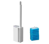1 juego de limpieza desechable, viene con varilla de limpieza, caja de almacenamiento y 7 cabezales de cepillo de esponja, cepillo desechable, adecuado para baño e inodoro