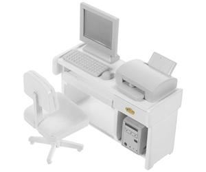 1 juego de madera para impresora de computadora accesorios miniatura escritorio de oficina modelo mini escritorio de oficina decoración escritorio juguete miniatura muebles de oficina blanco
