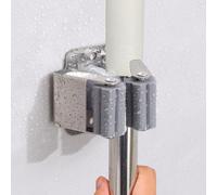 1 juego de soportes para fregonas y escobas montados en la pared con clips de almacenamiento y tornillos, estantes de baño montados para cocina, 4,5 * 5 * 4 cm, gris