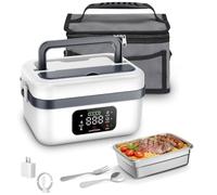 1 L - Cuenco calefactor, 16000 mAh para almuerzo, recargable, color blanco | Calefacción programable,Temporizador inteligente,Desmontable Lavable,con bolsa térmica