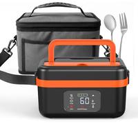 1 L - Cuenco calefactor, 16000 mAh para almuerzo, recargable, color negro | Calefacción programable,Temporizador inteligente,Desmontable Lavable,con bolsa térmica