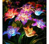 1 luces artificiales de flores para césped, luces solares de orquídeas de 7 cabezales para Patio, jardín, decoración navideña, luces LED solares para el suelo