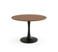 1 mesa de comedor redonda extensible para ahorrar espacio, con superficie de madera de fácil cuidado y base de columnas estable, 90 - 130 cm, para hasta 8 personas (mesa de madera + patas negras)
