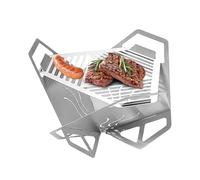 1 mini camp grill, portátil Stainless Steel Camping Stove | 27 x 15,5 cm plegable Fire Pit | Portable Tabletop Grill BBQ For Outdoor Camping, Traveling, Picnic, Backyard, Hiking & Picnic