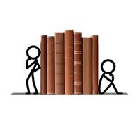 1 par de sujetalibros de metal negro, estatuilla para libros, multifuncional y decorativo, estable para libros pesados para oficina en casa, dormitorio, escuela, biblioteca para estudiantes