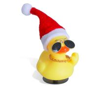 1 pato de goma de Navidad para Jeeps, pato de dedo medio para decoración de salpicadero de coche, mini pato de goma para cumpleaños, Navidad, fiesta, pato con sombrero de Navidad, collar de gafas de