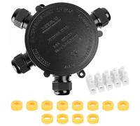 1 PcsCaja Estanca Exterior Electrica, Caja Electrica Exterior de 4 Vías Redonda, Caja Conexiones Estanca Impermeable IP68, Cajas Estancas Electricidad Cables Electricos 5-15 mm², Negro