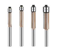 1 Pieza 6mm 1/4 Pulgadas Vástago Z3 Broca Enrutadora De Corte Al Ras Con Rodamiento 3 Patrón De Flauta Brocas Enrutadoras De Madera Herramienta De Corte De Fresado For Carpintería(4PCS 6mm Shank)