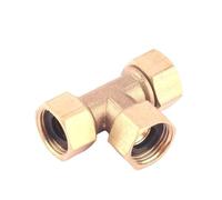1 pieza de conector en T de 3 vías con rosca hembra de 1/2" de latón, adaptador de unión for riego de jardín, juntas de metal, conector de tubería Gar