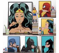 1 pieza de póster sin marco de Spiderman, el superhéroe de Marvel, pintura en lienzo para baño, decoración del hogar, imágenes murales para arte de pared B