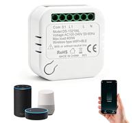 1 Pieza Inteligente Luz Interruptor Sin Neutro, WiFi Interruptor Inteligente Módulo Compatible con Alexa & Google Assistant, Mini Smart Switch WIFI con Tuya y Smart Life