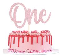 1 pieza One Cake Topper Glitter Primer Cumpleaños Decoración para Tartas Una Decoración de Pasteles para Bebé Ducha Niños Niñas Niños 1º Cumpleaños Fiesta Pasteles Decoraciones Rosa Claro