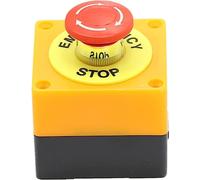 1 piezas de carcasa de plástico, señal roja, interruptor de botón pulsador, botón de parada de emergencia de hongo DPST AC 660 V 10 A NO + NC LAY37-11ZS (Color : 2)(1)