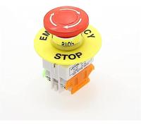 1 piezas de carcasa de plástico, señal roja, interruptor de botón pulsador, botón de parada de emergencia de hongo DPST AC 660 V 10 A NO + NC LAY37-11ZS (Color : 2)(2)