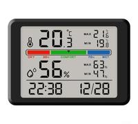 1 reloj digital magnético ultrafino de 10 mm para nevera, pantalla LCD, temperatura y humedad, reloj despertador retroiluminado con calendario para escritorio de cocina y oficina (negro 2310)