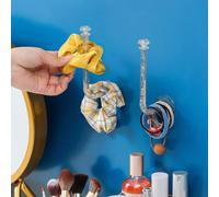 1 soporte adhesivo para coleteros de pared, organizador de acrílico transparente con extremo de diamante, ganchos de exhibición de accesorios para el cabello montados en la pared para tocador, baño