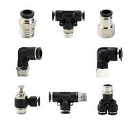 1 Uds. Accesorios for mangueras de aire negras 1/8 1/4 3/8 1/2 4mm/6mm/8mm/10mm PC PCF PL conector de tubo conector de manguera de tubo de acoplamiento rápido neumático(6-03 (6mm-3l8),PCF)
