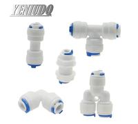 1 Uds. Conexión de manguera de agua RO codo recto T cruzado 1/4 "3/8" acoplamiento de plástico conector de tubería rápida conector de ósmosis inversa Clip Azul 1I4-10 Piezas