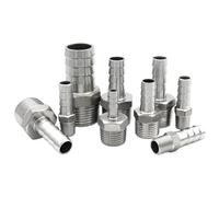 1 Uds SS304 espiga for manguera conector acoplador 6 8 10 12 13 15 16 19 20 25 32 38mm con rosca macho Bspt 1/8 "1/4" 3/8 "1/2" 3/4 "1" accesorios de tubería