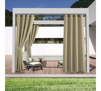 1 unidad, cortinas para exteriores, cortina impermeable para privacidad al aire libre con tapa con ojales, para porche, pérgola, cabana, decoración de Patio Beige W91 x H213