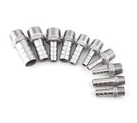 1 unidad de adaptador de barbas para manguera de acero inoxidable SS304 de 1/8 pulgada a 3/4 pulgada (3/8 x 15mm)