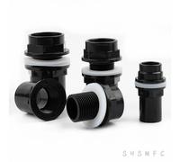 1 unidad de conectores de tubería de PVC de alta calidad de 20/25/32/40/50mm, drenaje de tanque de peces grueso, juntas de salida de entrada de acuario, riego de jardín Diámetro Interior 20 mm