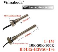 1 Unidad Sonda Hexagonal NTC de 10K M8, Sensor de Temperatura con Rosca 1.25 B3950 B3435 10K 50K 100K, Sonda de 1M con Longitud Adicional 40MM-B3950-100K-1M