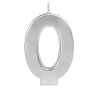 1 Unidad - Vela color plata efecto metalizado de cumpleaños número 0 de 8,5 cm - Decoración para tartas, Velas tarta cumpleaños infantil, fiesta infantil, eventos, celebraciones.