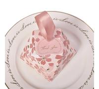 10-100 Uds cajas de papel caja dulces con forma diamante Sakura decoración recuerdo boda embalaje suministros for eventos y fiestas(Pink,50 pcs)