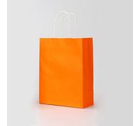 10/20/50pcs DIY Multifunción de Color Suave Bolsa de Papel con Asas Bolsa de Regalo Festival Bolsas de Compras Bolsa de Embalaje de Papel Kraft-Naranja, 21x27x11cm, 20pcs