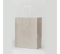 10/20/50pcs DIY Multifunción de Color Suave Bolsa de Papel con Asas Bolsa de Regalo Festival Bolsas de Compras Bolsa de Embalaje de Papel Kraft-Gris, 26x32x12cm, 50pcs