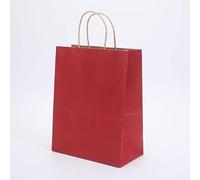 10/20/50pcs DIY Multifunción de Color Suave Bolsa de Papel con Asas Bolsa de Regalo Festival Bolsas de Compras Bolsa de Embalaje de Papel Kraft-Rojo, 21x27x11cm, 10pcs