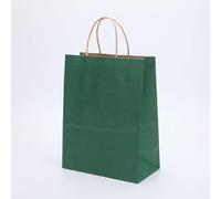 10/20/50pcs DIY Multifunción de Color Suave Bolsa de Papel con Asas Bolsa de Regalo Festival Bolsas de Compras Bolsa de Embalaje de Papel Kraft-Verde, 21x27x11cm, 50pcs